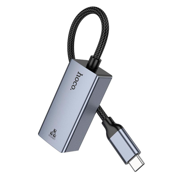 Перехідник HOCO UA37 Type-C to RJ45 1000 Мбіт Grey