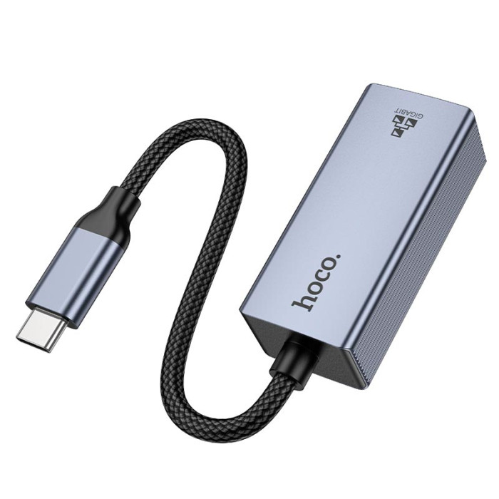 Перехідник HOCO UA37 Type-C to RJ45 1000 Мбіт Grey