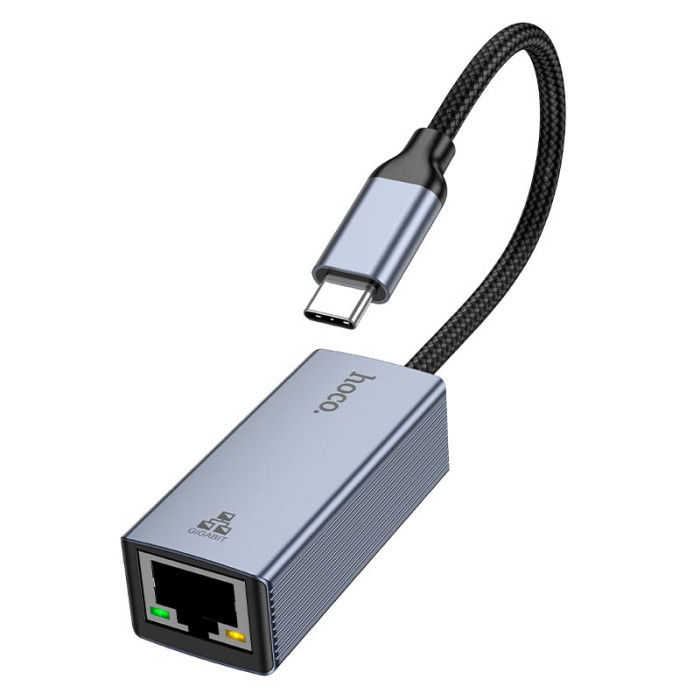 Перехідник HOCO UA37 Type-C to RJ45 1000 Мбіт Grey