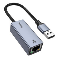 Перехідник HOCO UA37 USB to RJ45 1000 Мбіт Grey