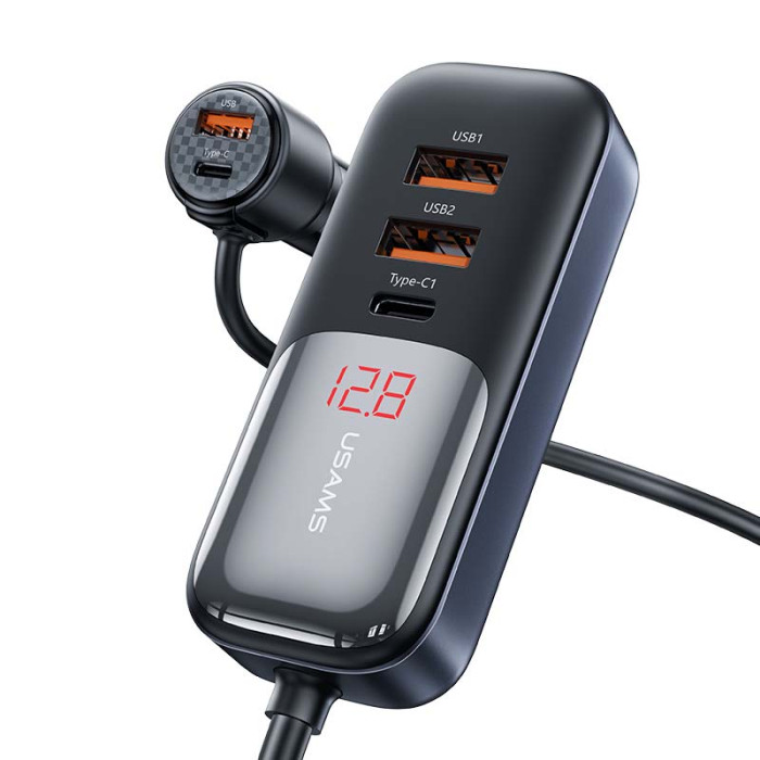 Адаптер автомобильный USAMS US-CC213 2 х Type-C / 3 x USB / 165W Black