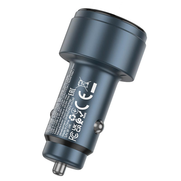 Адаптер автомобільний HOCO Z57B Type-C / USB / 63W Black