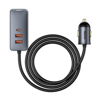Адаптер автомобільний BASEUS Car charger Type-C / 2 x USB / 120W Grey