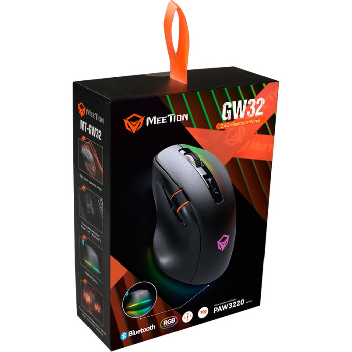 Беспроводная мышь игровая MEETION GW32 Black