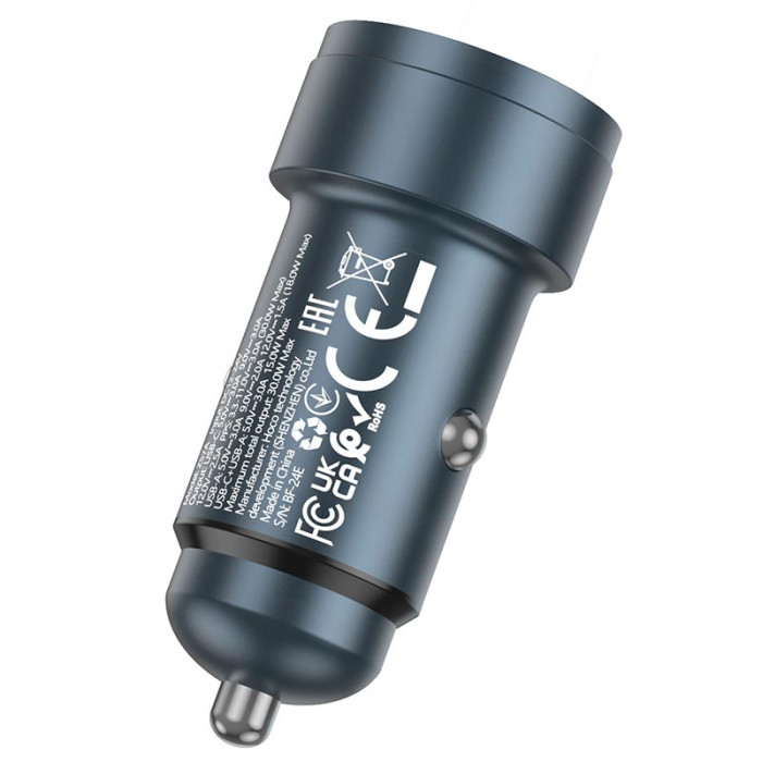 Адаптер автомобильный HOCO Z57A Type-C / USB / 30W Black