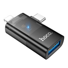 Перехідник 2 в 1 HOCO UA36E Type-c, Lightning to USB Black