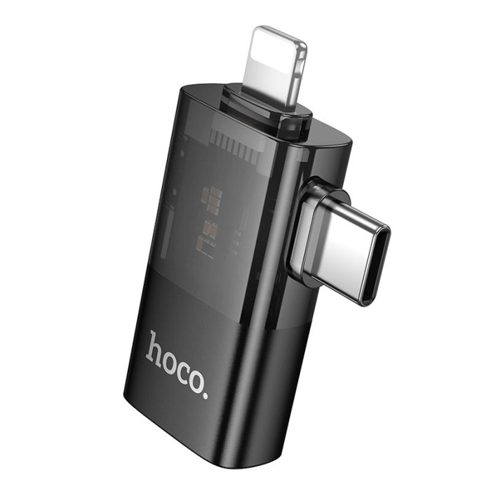 Перехідник 2 в 1 HOCO UA36E Type-c, Lightning to USB Black
