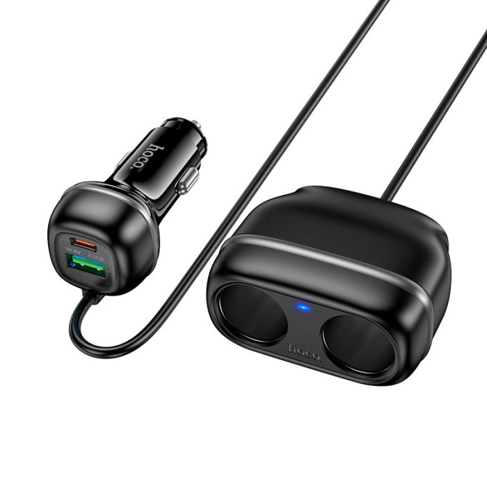 Адаптер автомобільний Hoco Z59 Type-C / USB / 240W Black