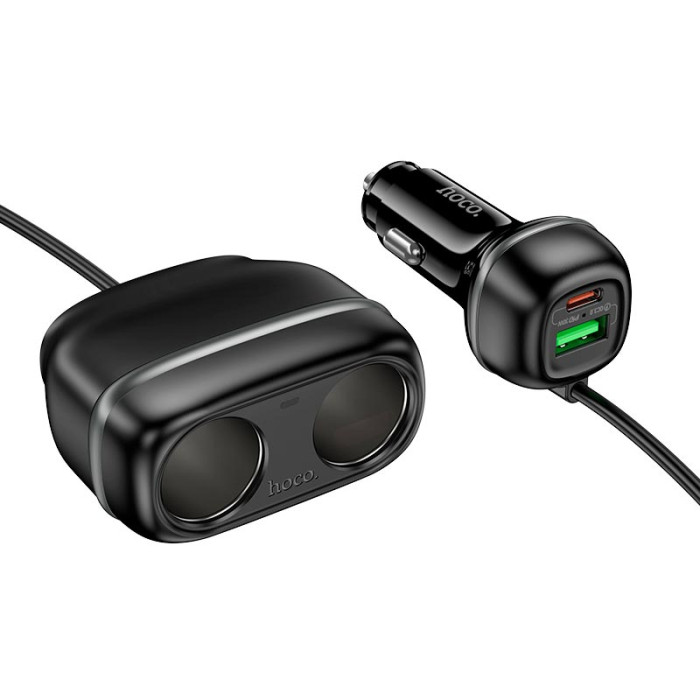 Адаптер автомобільний Hoco Z59 Type-C / USB / 240W Black