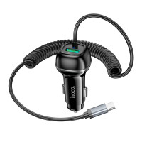 Адаптер автомобільний та кабель HOCO Z58B Type-C / USB / 48W Black