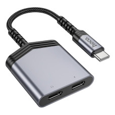 Перехідник 2 в 1 HOCO LS40 Type-C to 2 x Type-C Silver