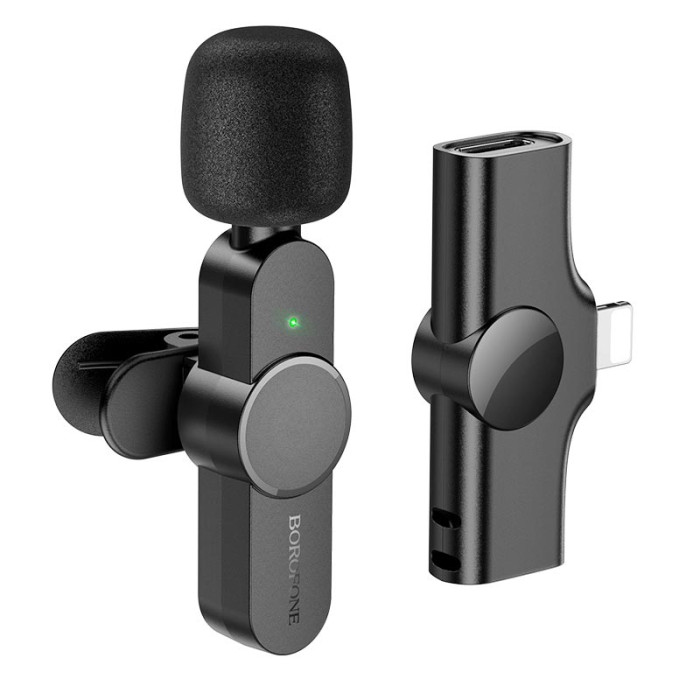 Бездротовий петличний мікрофон Borofone BFK12 Lightning Black