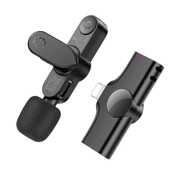 Бездротовий петличний мікрофон Borofone BFK12 Lightning Black