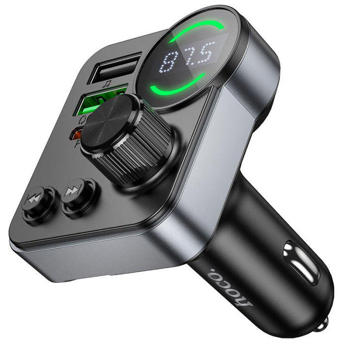 FM модулятор Hoco E86 BT5.4 2USB / Type-C / PD / QC / 48W / 3A, Black