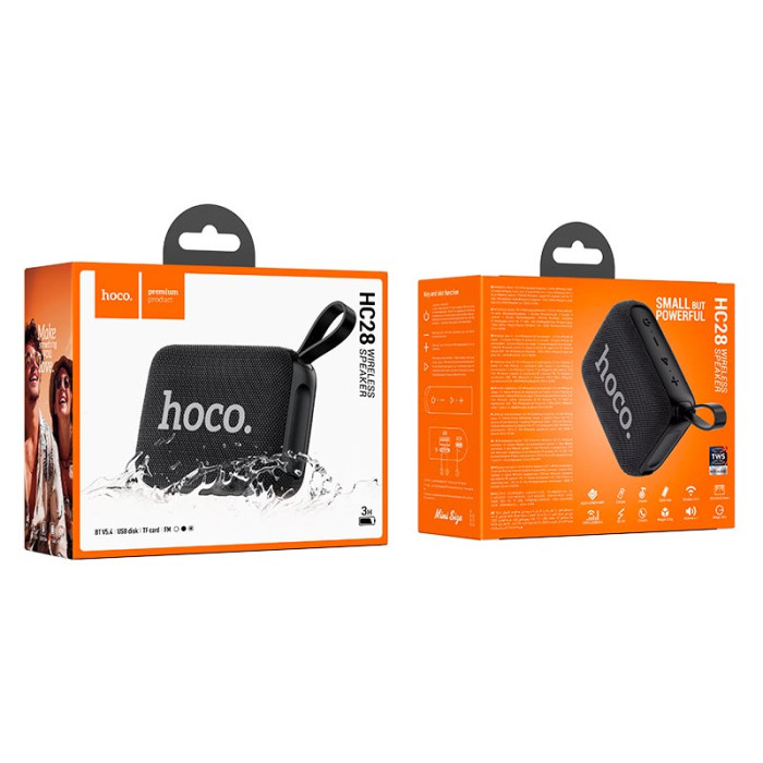 Портативная колонка Hoco HC28 BT5.4, USB / TF / AUX / FM / TWS, 8W 3 ч Black