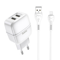 Кабель та блочок Hoco C77A USB to Lightning 1m White