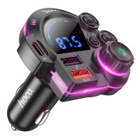 FM модулятор Hoco DFM01 BT5.4 2USB / Type-C / TF / PD / QC / 38W / 3A, Black