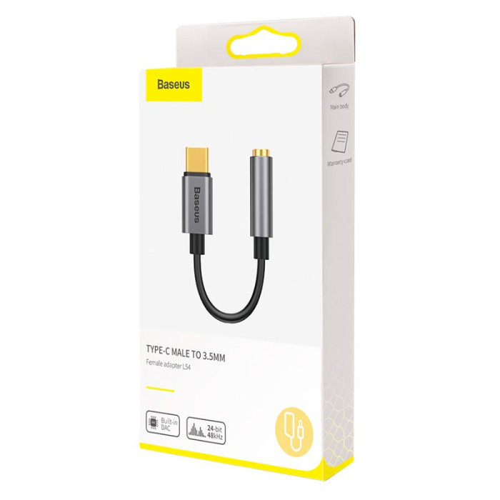 Переходник BASEUS L54 Type-C to AUX 3.5 mm Black
