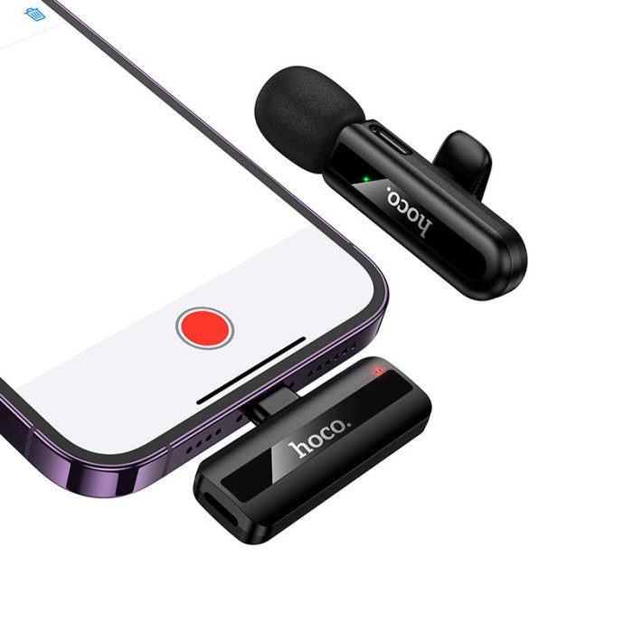 Бездротовий петличний мікрофон HOCO L20 Lightning Black