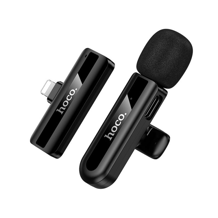 Бездротовий петличний мікрофон HOCO L20 Lightning Black