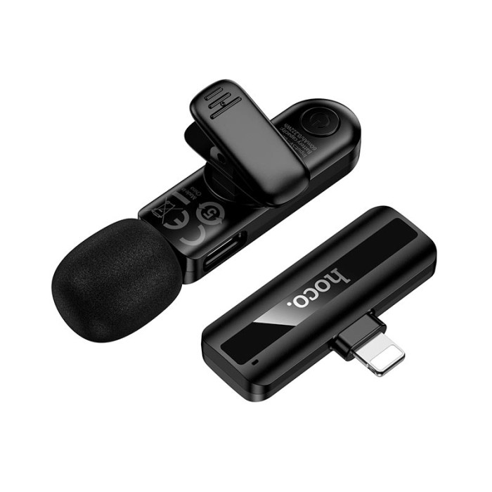 Бездротовий петличний мікрофон HOCO L20 Lightning Black