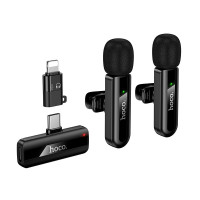 Бездротовий петличний мікрофон 2 шт HOCO L20A Type-C/Lightning Black
