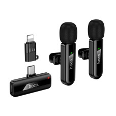 Бездротовий петличний мікрофон 2 шт HOCO L20A Type-C/Lightning Black