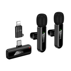 Бездротовий петличний мікрофон 2 шт HOCO L20A Type-C/Lightning Black
