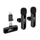 Бездротовий петличний мікрофон 2 шт HOCO L20A Type-C/Lightning Black