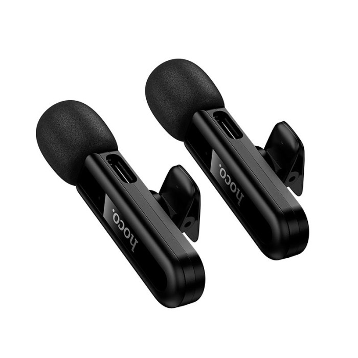Бездротовий петличний мікрофон 2 шт HOCO L20A Type-C/Lightning Black