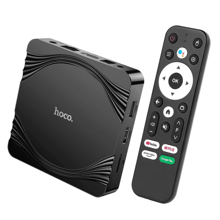 Приставка Android TV HOCO DQ10 WiFi 4GB+32GB, CortexTM-A53, WiFi 2.4g/5g, 4K/60FPS Black