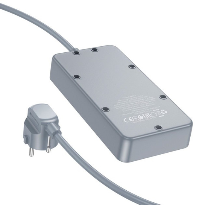 Сетевой фильтр BOROFONE BAC2A 3x220V / 3хUSB / 1хType-C / 2500W 1.5 м, Black