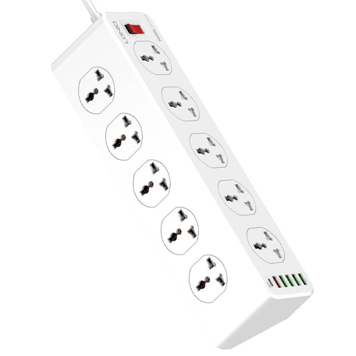 Сетевой фильтр LDNIO SC10610 10x220V5хUSB / 1хType-C, PD / 1QC3.0, 2500W 2 м, White