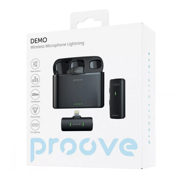Беспроводной петличный микрофон 2 шт Proove Demo Lightning Black
