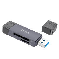 Перехідник 2 в 1 Hoco HB45 USB 3.0 / Type-C / 5Gbps, 2TB Max, Grey