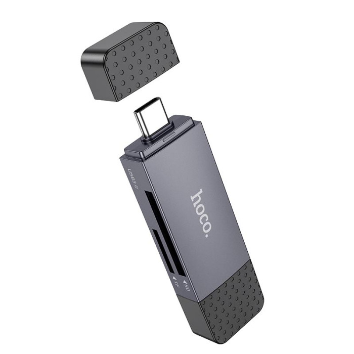 Переходник 2 в 1 Hoco HB45 USB 3.0 /Type-C / 5Gbps, 2TB Max, Grey