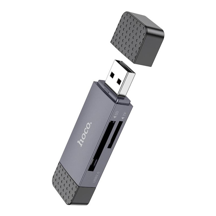 Переходник 2 в 1 Hoco HB45 USB 3.0 /Type-C / 5Gbps, 2TB Max, Grey