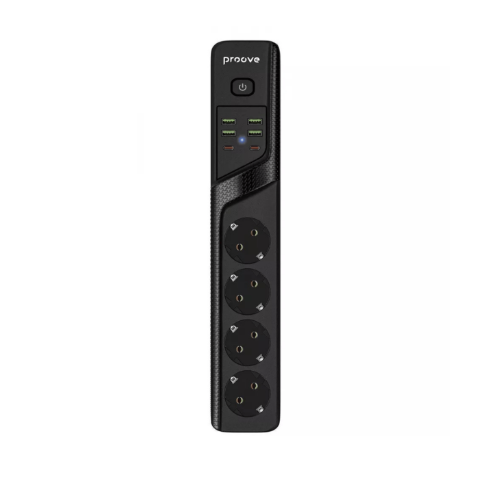 Сетевой фильтр Proove Power Strip P-04 4x220V / 4хUSB / 2хType-C / 2500W 2 м, Black