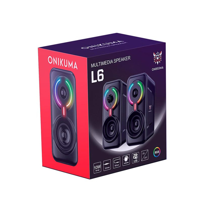Акустическая система для ПК Onikuma L6 RGB 2x5W, BT / AUX / USB Black