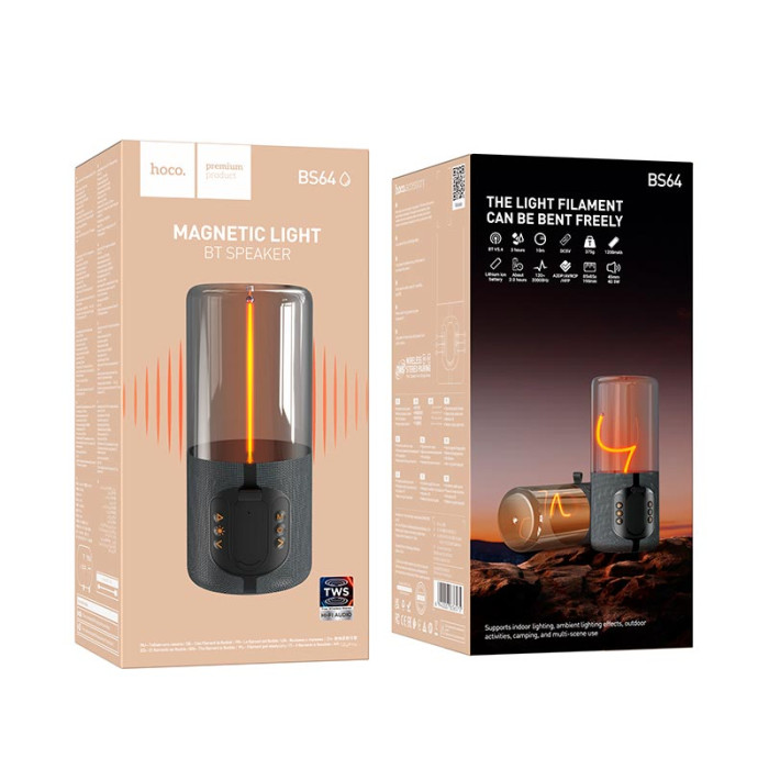 Портативная колонка HOCO BS64 BT5.4,  TF / FM / TWS, 5W, 3 ч Grey