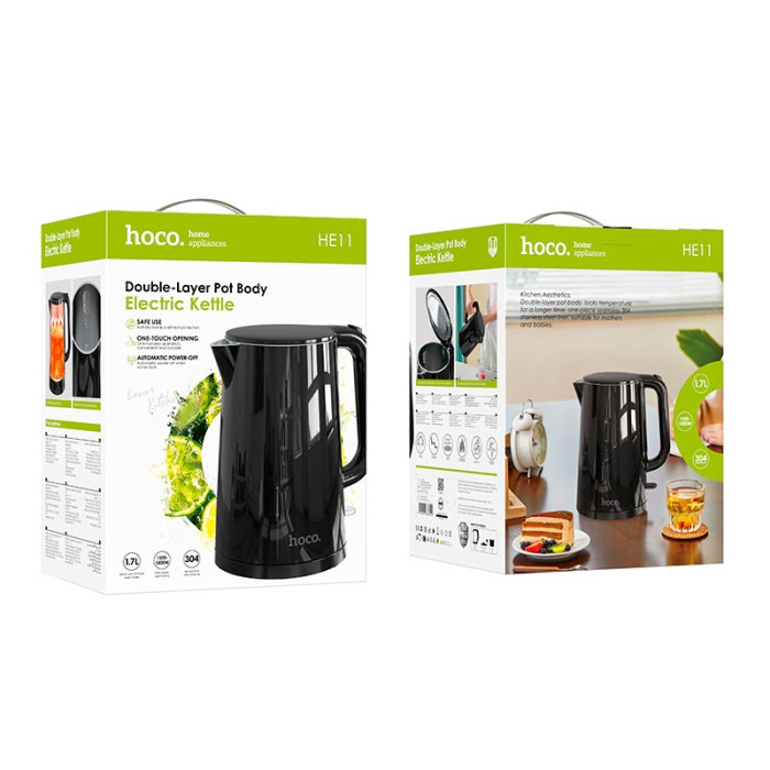 Електрочайник Hoco HE11 1.7 л, 1800W Black