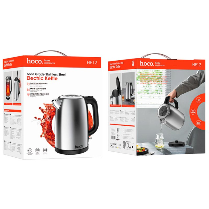 Электрочайник Hoco HE12 1.7 л, 2200W Grey