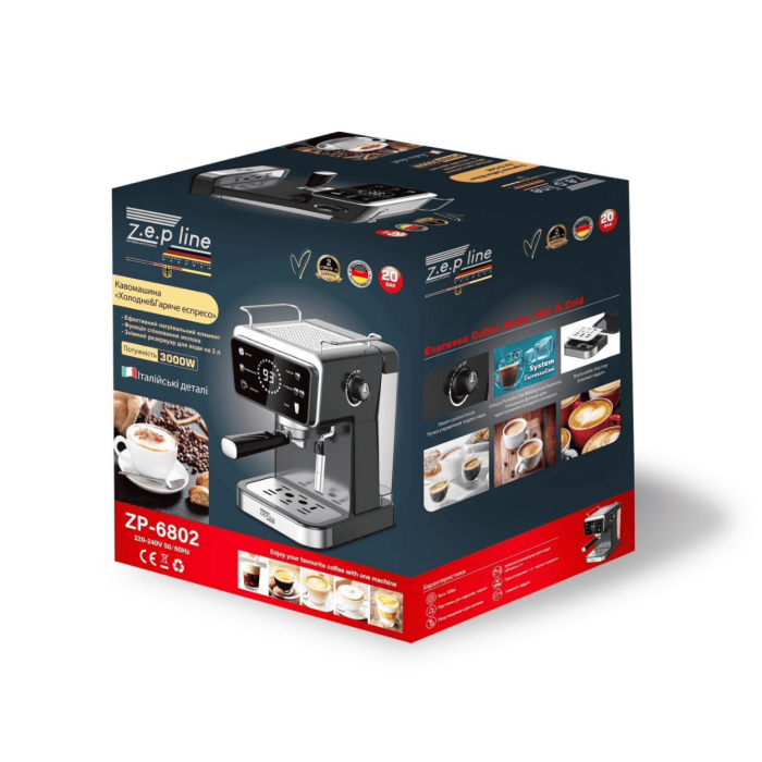 Кавомашина Ріжкова Zepline ZP-6802 3000W 20Bar, Black