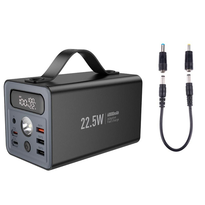 Повербанк Hoco J138 60000mAh, 3USB / 2Type-C / DC12V / PD-QC / 22.5W / 3A, Black