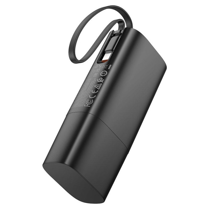 Повербанк Hoco J148 5000mAh со встроенным кабелем Type-C Black