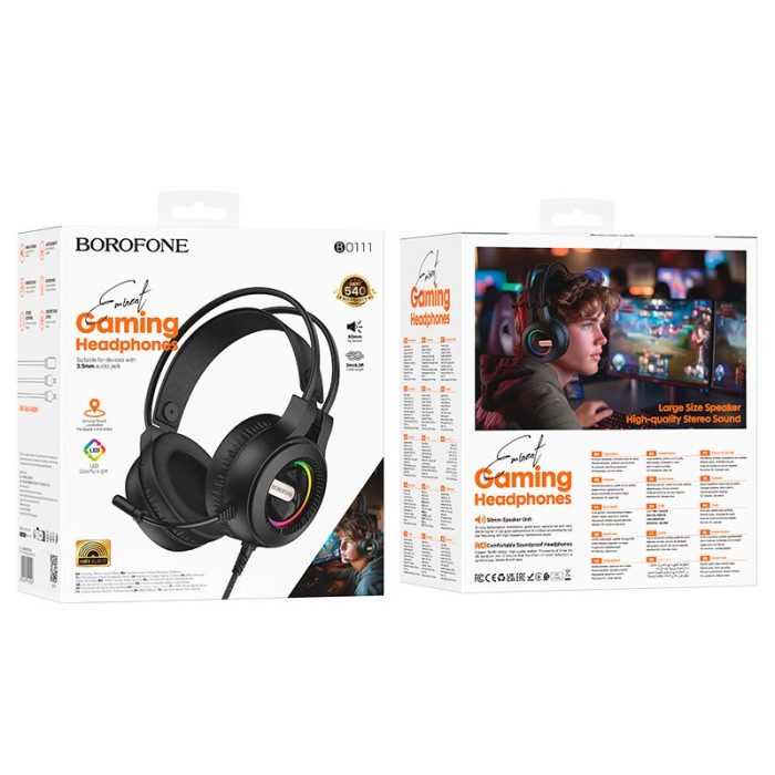Накладные игровые наушники BOROFONE BO111 Black