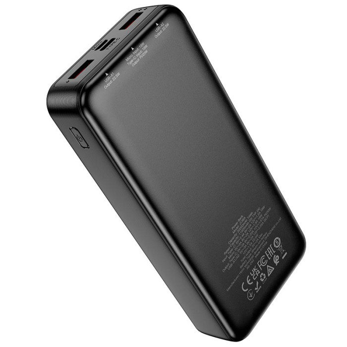 Повербанк HOCO J136A 20000mAh, Type-C / 2 х USB / 22.5W / 3A, Black