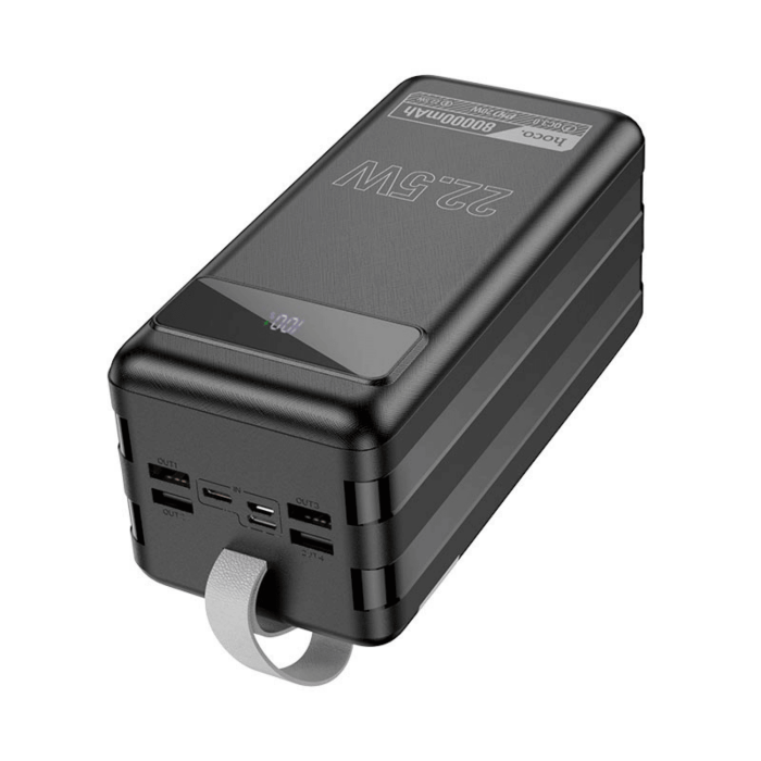 Повербанк HOCO DB50 80000mAh, 2 х Type-C / 4 х USB / 22.5W / 3A, Black