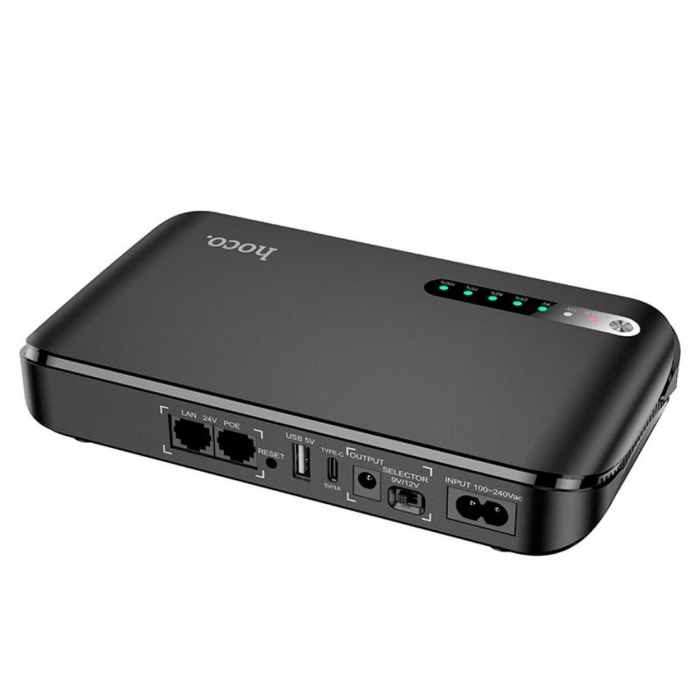 Резервный источник питания для роутеров Hoco DB62 UPS 20000mAh, 5, 9, 12v/USB/Type-C/18W/LAN/POE, Black