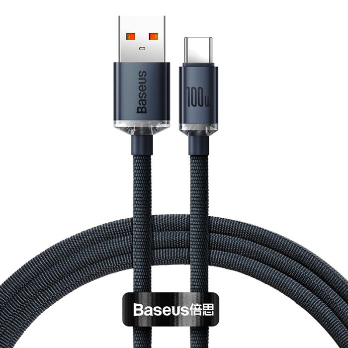 Кабель Baseus USB to Type-C Crystal Shine Series 100W 1.2m Black